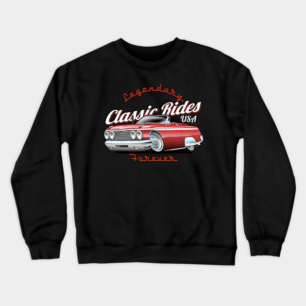 Legendary Classic Rides USA Forever Car Cartoon Crewneck Sweatshirt by hobrath